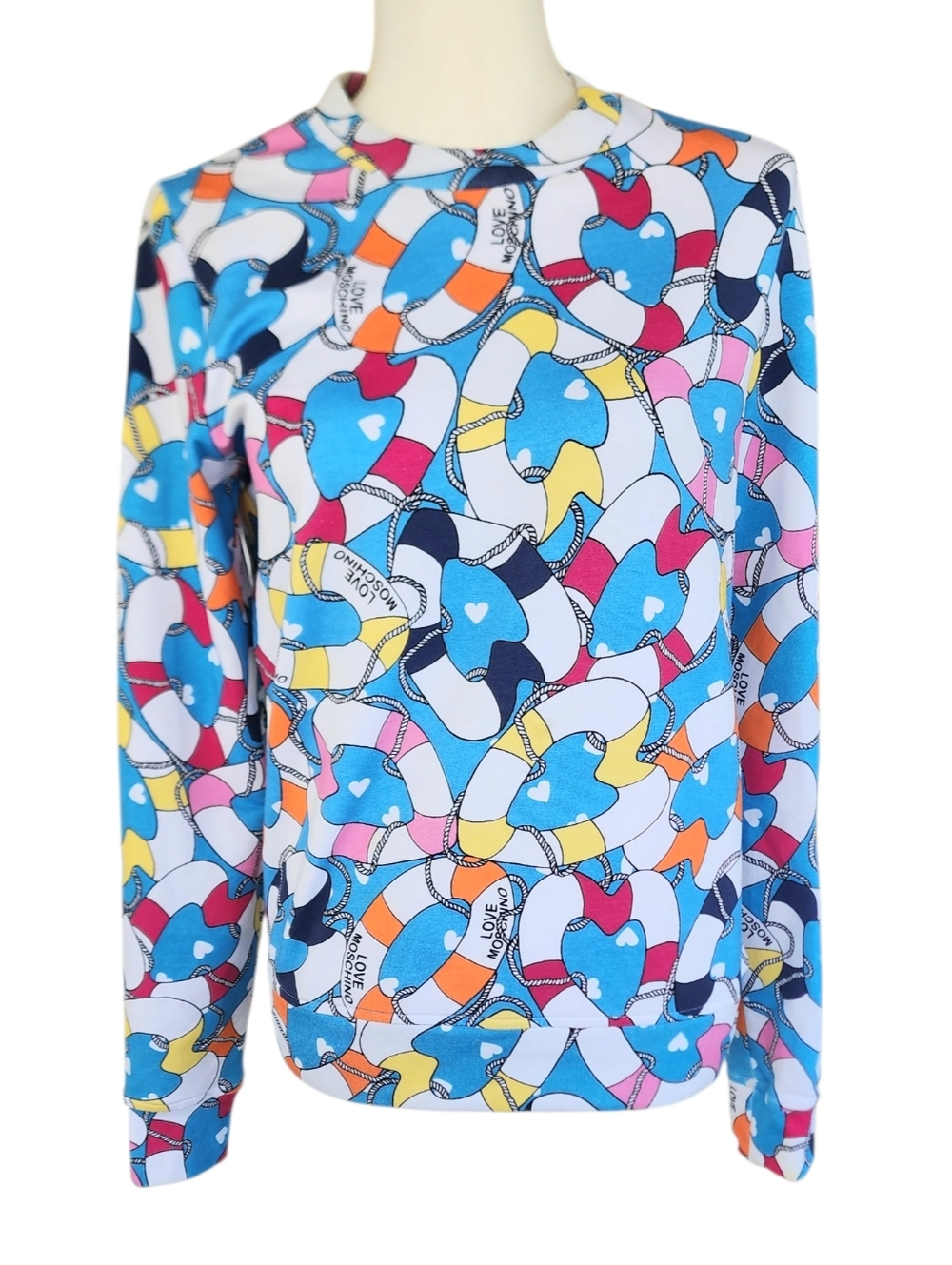 Love Moschino Multicolor Heart & Lifesaver Print Sweatshirt
